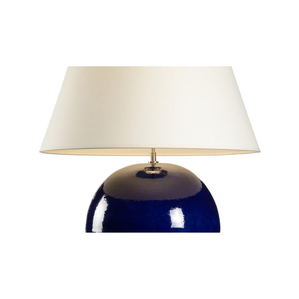 Wildwood Blue Shiga Indigo Table Lamp — Hand-Turned Ceramic Sphere, Rich Glaze, 25" Height, Sculptural Accent Light 61324