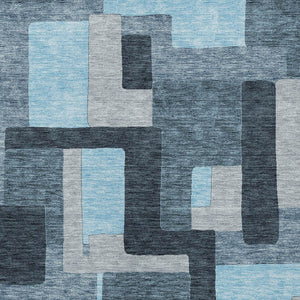 Homeroots 3' Stylish Geometric Washable Area Rug For Indoor And Outdoor Use - Durable & Versatile Design Sky Blue Polyester 613240