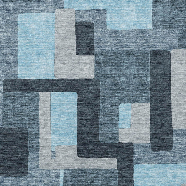 Homeroots 3' Stylish Geometric Washable Area Rug For Indoor And Outdoor Use - Durable & Versatile Design Sky Blue Polyester 613240