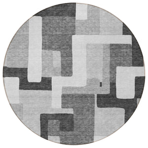 Homeroots 3' Stylish Geometric Washable Area Rug For Indoor And Outdoor Use - Durable & Versatile Design Silver Polyester 613243