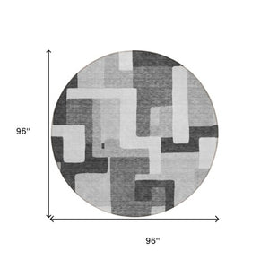 Homeroots 3' Stylish Geometric Washable Area Rug For Indoor And Outdoor Use - Durable & Versatile Design Silver Polyester 613243