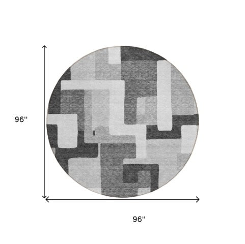 Homeroots 3' Stylish Geometric Washable Area Rug For Indoor And Outdoor Use - Durable & Versatile Design Silver Polyester 613243