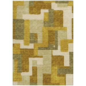 Homeroots 3' Stylish Geometric Washable Area Rug For Indoor And Outdoor Use - Durable & Versatile Design Wheat Polyester 613247