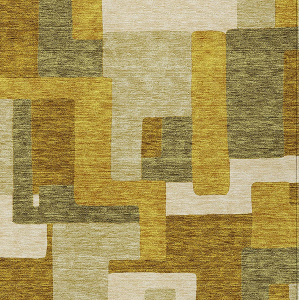 Homeroots 3' Stylish Geometric Washable Area Rug For Indoor And Outdoor Use - Durable & Versatile Design Wheat Polyester 613247