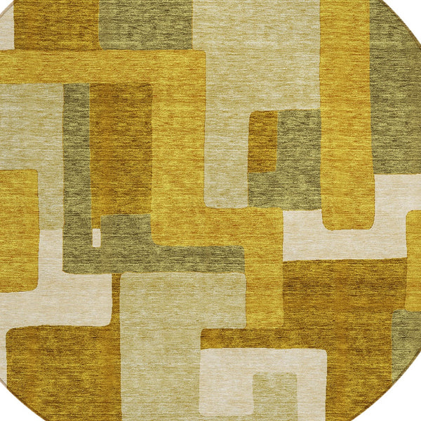 Homeroots 3' Stylish Geometric Washable Area Rug For Indoor And Outdoor Use - Durable & Versatile Design Wheat Polyester 613249