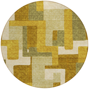 Homeroots 3' Stylish Geometric Washable Area Rug For Indoor And Outdoor Use - Durable & Versatile Design Wheat Polyester 613249