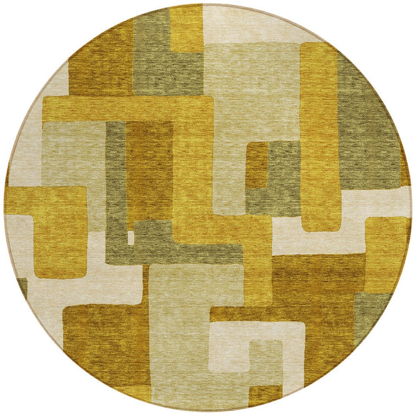 Homeroots 3' Stylish Geometric Washable Area Rug For Indoor And Outdoor Use - Durable & Versatile Design Wheat Polyester 613249