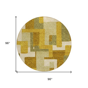 Homeroots 3' Stylish Geometric Washable Area Rug For Indoor And Outdoor Use - Durable & Versatile Design Wheat Polyester 613249