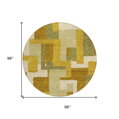 Homeroots 3' Stylish Geometric Washable Area Rug For Indoor And Outdoor Use - Durable & Versatile Design Wheat Polyester 613249