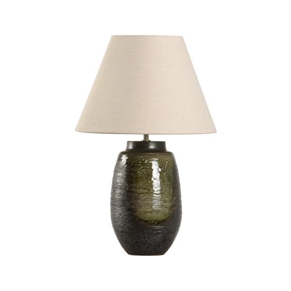 Wildwood Minato Shigaraki Table Lamp — Handcrafted Ceramic With Reactive Green-Brown Glaze For Ambient Light 61325-2