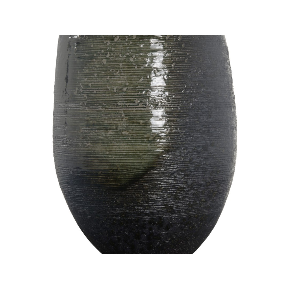 Wildwood Minato Shigaraki Table Lamp — Handcrafted Ceramic With Reactive Green-Brown Glaze, 22.5" Ambient Light 61325