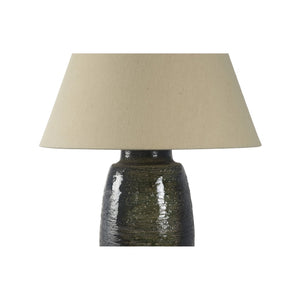 Wildwood Minato Shigaraki Table Lamp — Handcrafted Ceramic With Reactive Green-Brown Glaze, 22.5" Ambient Light 61325