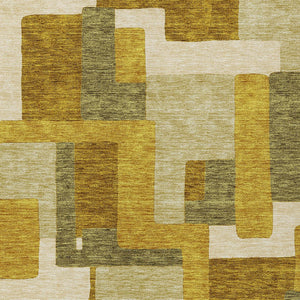 Homeroots 3' Stylish Geometric Washable Area Rug For Indoor And Outdoor Use - Durable & Versatile Design Wheat Polyester 613250