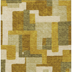 Homeroots 3' Stylish Geometric Washable Area Rug For Indoor And Outdoor Use - Durable & Versatile Design Wheat Polyester 613251