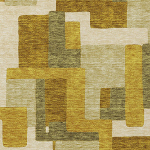 Homeroots 3' Stylish Geometric Washable Area Rug For Indoor And Outdoor Use - Durable & Versatile Design Wheat Polyester 613251