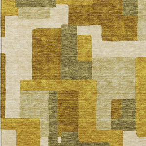 Homeroots 3' Stylish Geometric Washable Area Rug For Indoor And Outdoor Use - Durable & Versatile Design Wheat Polyester 613252