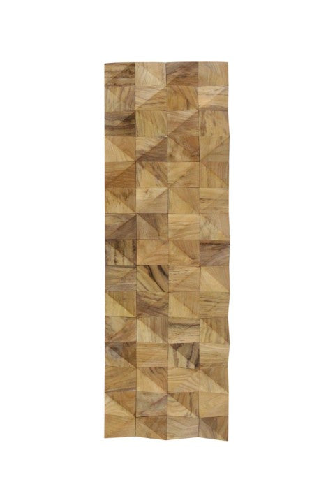 Homeroots Brown 3d Embossed Diamond Teak Wall Panels - Handcrafted Reclaimed Wood For Stunning Home Decor  Solid And Manufactured Wood 613253