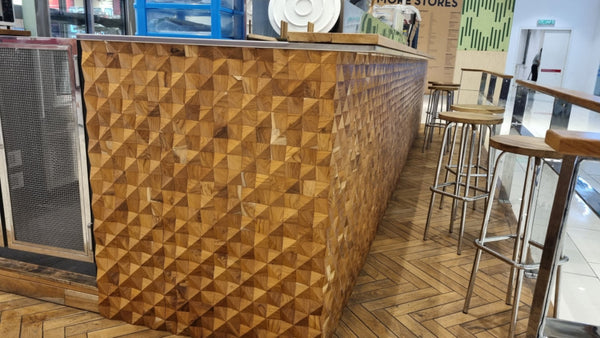 Homeroots Brown 3d Embossed Diamond Teak Wall Panels - Handcrafted Reclaimed Wood For Stunning Home Decor  Solid And Manufactured Wood 613253