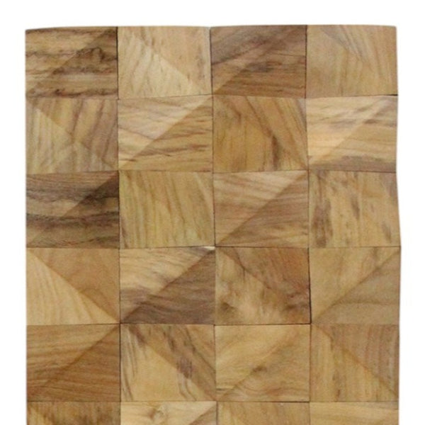 Homeroots Brown 3d Embossed Diamond Teak Wall Panels - Handcrafted Reclaimed Wood For Stunning Home Decor  Solid And Manufactured Wood 613253