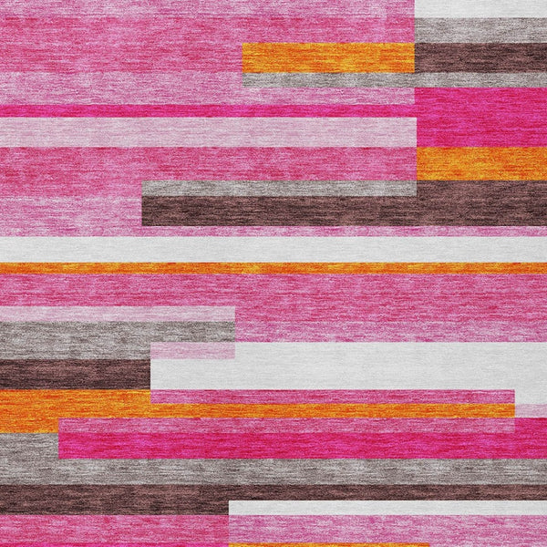 Homeroots 3' Striped Washable Area Rug For Indoor And Outdoor Spaces - Durable, Stylish, And Easy To Maintain Blush Polyester 613254