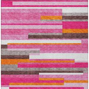 Homeroots 3' Striped Washable Area Rug For Indoor And Outdoor Spaces - Durable, Stylish, And Easy To Maintain Blush Polyester 613255