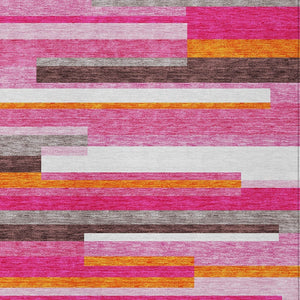 Homeroots 3' Striped Washable Area Rug For Indoor And Outdoor Spaces - Durable, Stylish, And Easy To Maintain Blush Polyester 613255