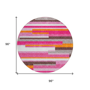 Homeroots 3' Striped Washable Area Rug For Indoor And Outdoor Spaces - Durable, Stylish, And Easy To Maintain Blush Polyester 613256