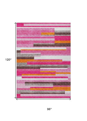Homeroots 3' Striped Washable Area Rug For Indoor And Outdoor Spaces - Durable, Stylish, And Easy To Maintain Blush Polyester 613257