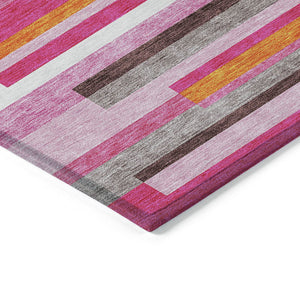 Homeroots 3' Striped Washable Area Rug For Indoor And Outdoor Spaces - Durable, Stylish, And Easy To Maintain Blush Polyester 613257