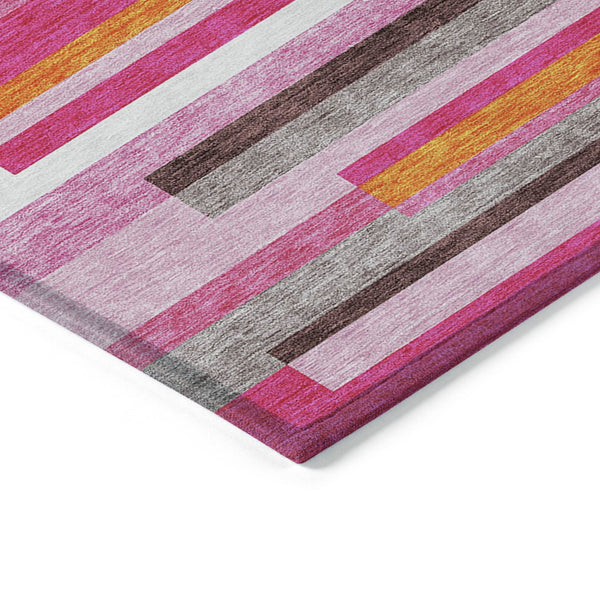 Homeroots 3' Striped Washable Area Rug For Indoor And Outdoor Spaces - Durable, Stylish, And Easy To Maintain Blush Polyester 613257