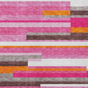 Homeroots 3' Striped Washable Area Rug For Indoor And Outdoor Spaces - Durable, Stylish, And Easy To Maintain Blush Polyester 613257