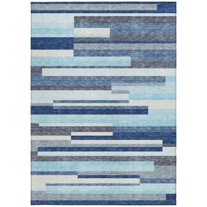 Homeroots 3' Striped Washable Area Rug For Indoor And Outdoor Spaces - Durable, Stylish, And Easy To Maintain Blue Polyester 613261