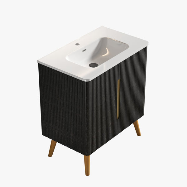English Elm Cc0430f308 Etna Freestanding Bathroom Vanity Handleless Oak Cabinet Modern Bath W1865P330155