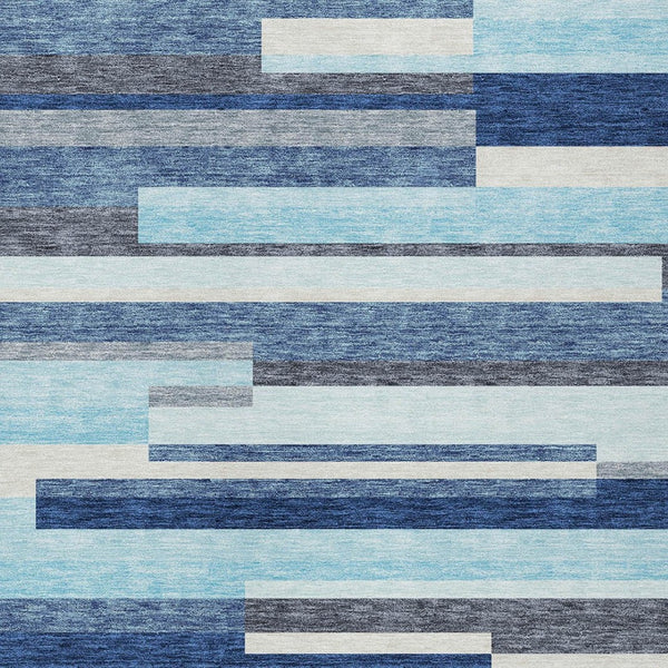 Homeroots 3' Striped Washable Area Rug For Indoor And Outdoor Spaces - Durable, Stylish, And Easy To Maintain Blue Polyester 613265