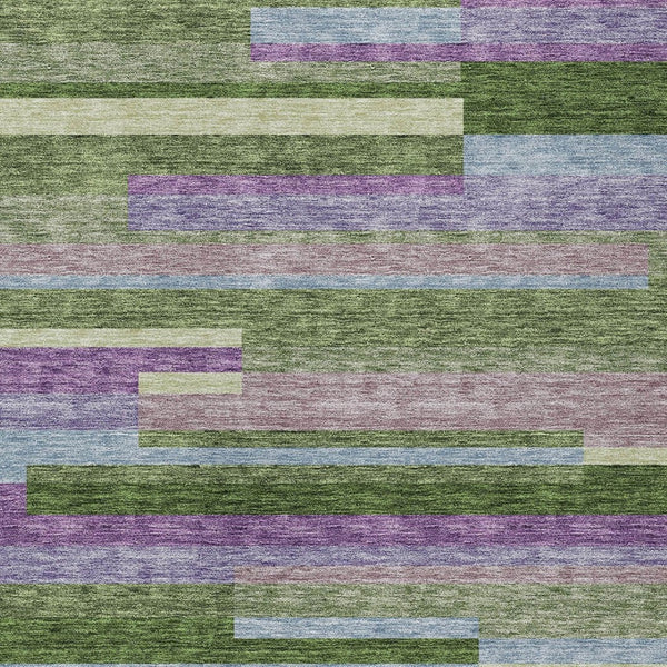 HomeRoots 5' Washable Indoor Outdoor Area Rug in Striking Moss Green, Olive, and Purple for Any Space 10' X 14' 613271