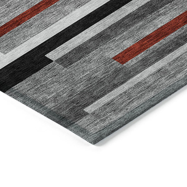 Homeroots 3' Striped Washable Area Rug For Indoor And Outdoor Spaces - Durable, Stylish, And Easy To Maintain Gray Polyester 613272