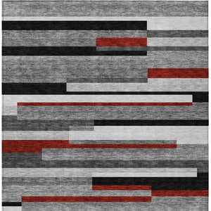 Homeroots 3' Striped Washable Area Rug For Indoor And Outdoor Spaces - Durable, Stylish, And Easy To Maintain Gray Polyester 613276