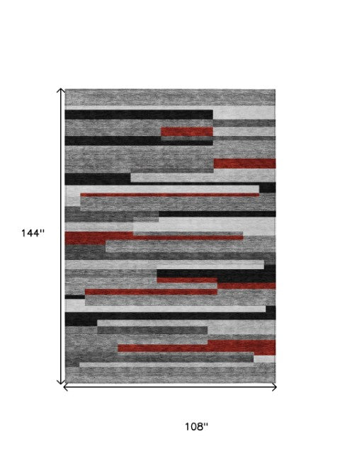 Homeroots 3' Striped Washable Area Rug For Indoor And Outdoor Spaces - Durable, Stylish, And Easy To Maintain Gray Polyester 613276