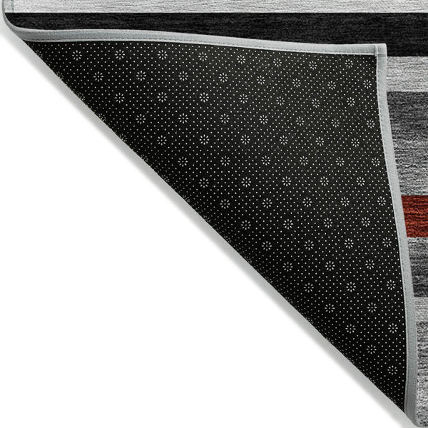 Homeroots 3' Striped Washable Area Rug For Indoor And Outdoor Spaces - Durable, Stylish, And Easy To Maintain Gray Polyester 613276