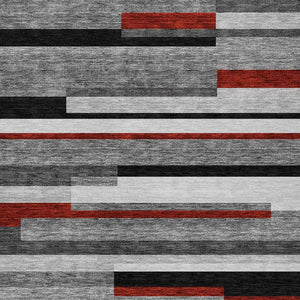 Homeroots 3' Striped Washable Area Rug For Indoor And Outdoor Spaces - Durable, Stylish, And Easy To Maintain Gray Polyester 613276