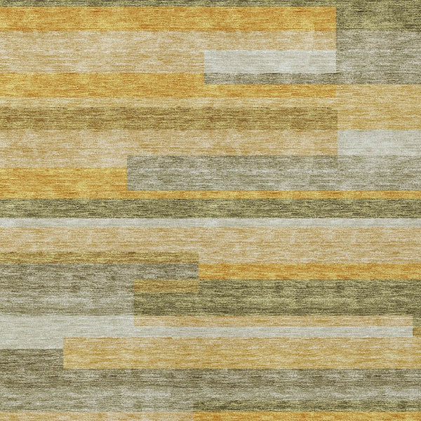 HomeRoots 5' Gold Wheat and Ivory Striped Washable Area Rug - Stylish Indoor/Outdoor Decor for Any Space 5' X 8' 613279