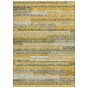 HomeRoots 5' Gold Wheat and Ivory Striped Washable Area Rug - Stylish Indoor/Outdoor Decor for Any Space 8' X 10' 613281