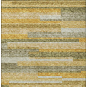 HomeRoots 5' Gold Wheat and Ivory Striped Washable Area Rug - Stylish Indoor/Outdoor Decor for Any Space 8' X 10' 613281