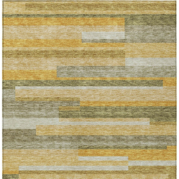 HomeRoots 5' Gold Wheat and Ivory Striped Washable Area Rug - Stylish Indoor/Outdoor Decor for Any Space 8' X 10' 613281