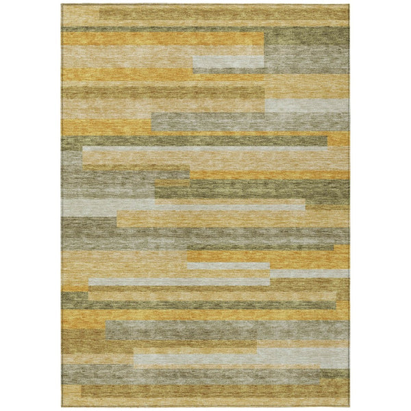 HomeRoots 5' Gold Wheat and Ivory Striped Washable Area Rug - Stylish Indoor/Outdoor Decor for Any Space 9' X 12' 613282