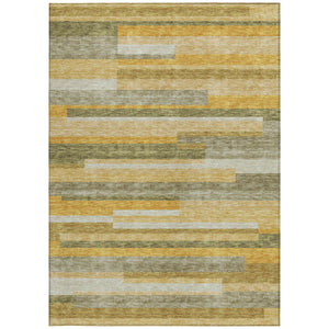 Homeroots 3' Striped Washable Area Rug For Indoor And Outdoor Spaces - Durable, Stylish, And Easy To Maintain Gold Polyester 613283