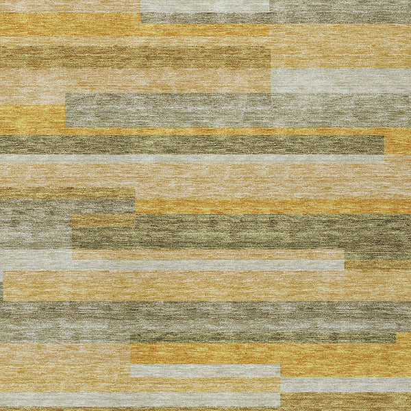 Homeroots 3' Striped Washable Area Rug For Indoor And Outdoor Spaces - Durable, Stylish, And Easy To Maintain Gold Polyester 613283