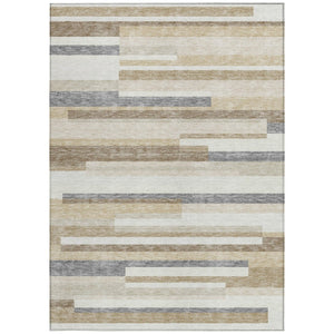HomeRoots 5' Striped Washable Area Rug - Timeless Ivory, Beige & Taupe Design for Indoor & Outdoor Spaces 10' X 14' 613289