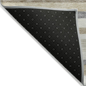 HomeRoots 5' Striped Washable Area Rug - Timeless Ivory, Beige & Taupe Design for Indoor & Outdoor Spaces 10' X 14' 613289