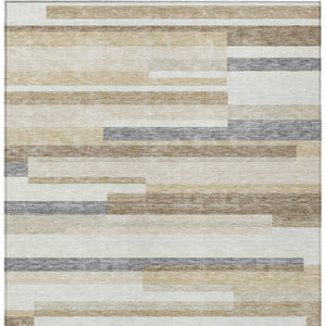 HomeRoots 5' Striped Washable Area Rug - Timeless Ivory, Beige & Taupe Design for Indoor & Outdoor Spaces 10' X 14' 613289
